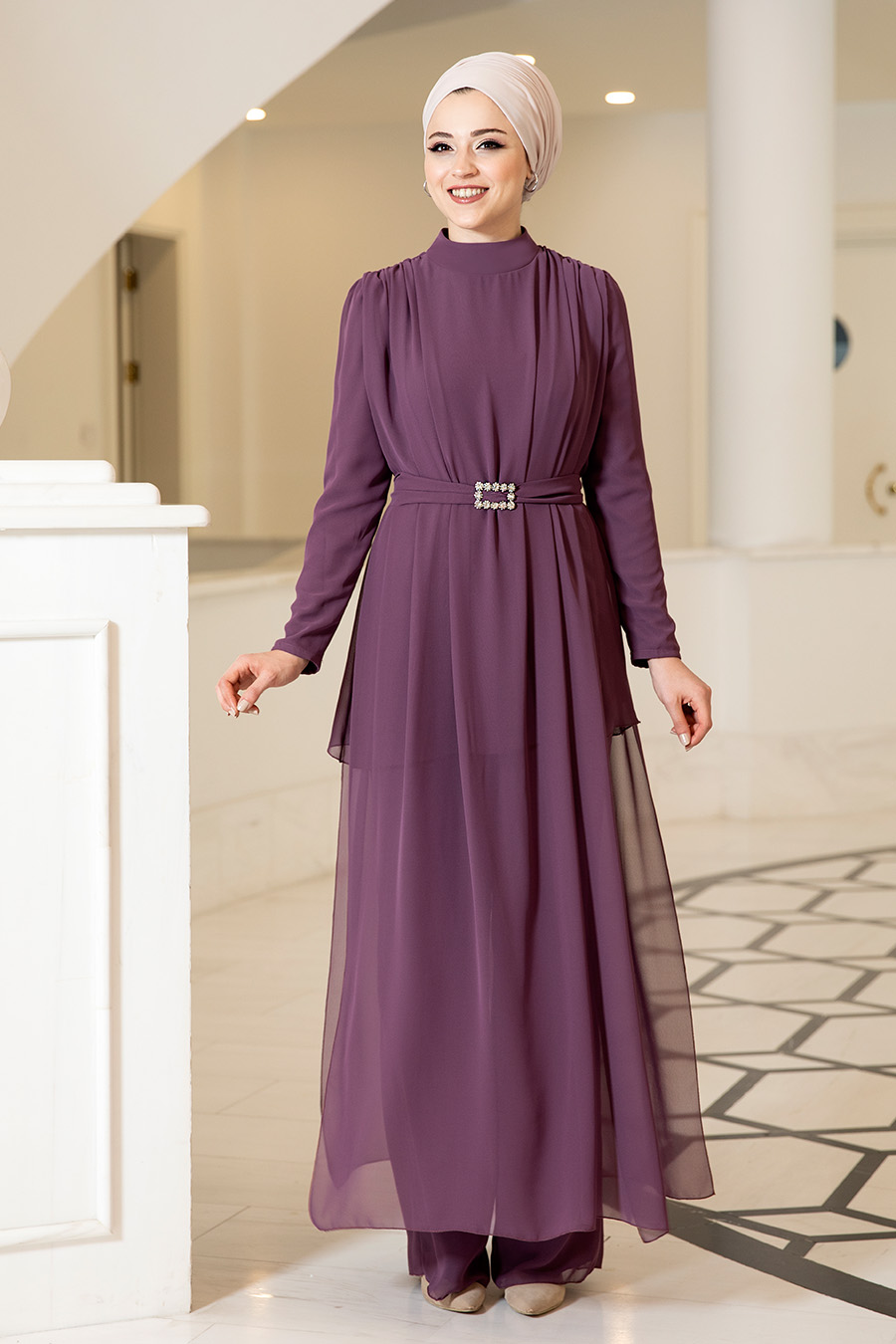MAUVE TUNIC AND PANT SUIT 